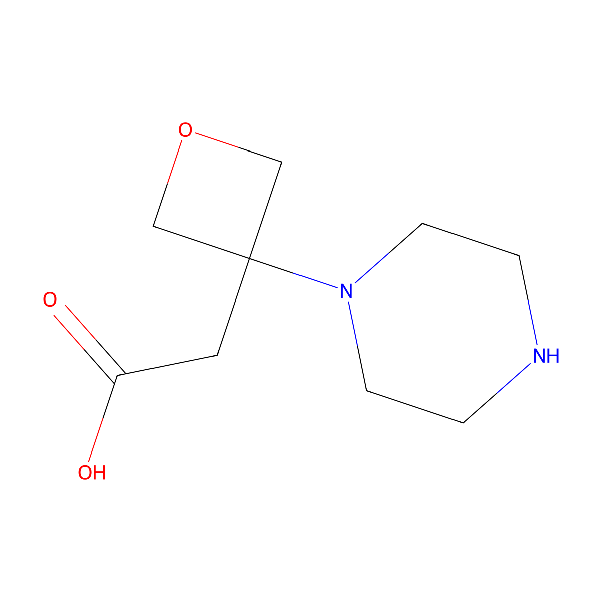 2-[3-(Piperazin-1-yl)oxetan-3-yl]acetic acid molecular structure, CAS 2757894-45-2