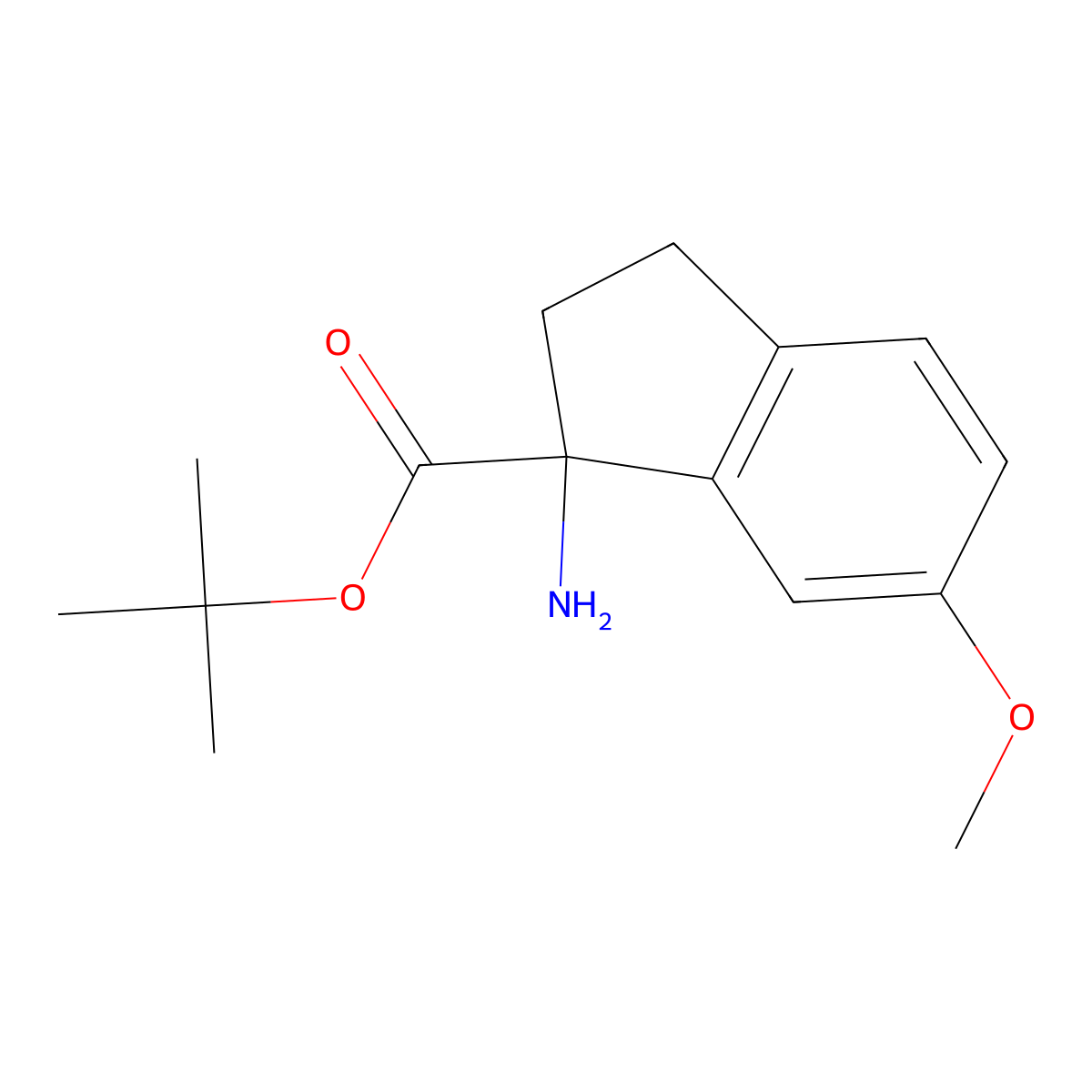 tert-butyl 1-amino-6-methoxy-2,3-dihydro-1H-indene-1-carboxylate molecular structure, CAS 2757894-46-3