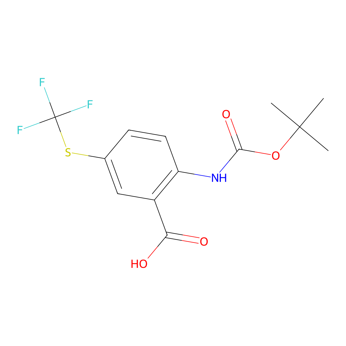 2-{[(Tert-butoxy)carbonyl]amino}-5-[(trifluoromethyl)sulfanyl]benzoic acid molecular structure, CAS 2757894-56-5