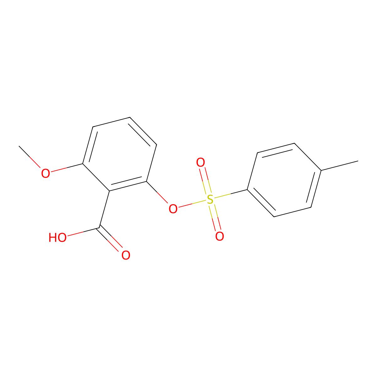 2-Methoxy-6-[(4-methylbenzenesulfonyl)oxy]benzoic acid molecular structure, CAS 2757894-61-2