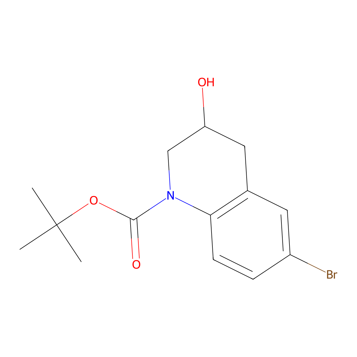 Tert-butyl 6-bromo-3-hydroxy-1,2,3,4-tetrahydroquinoline-1-carboxylate molecular structure, CAS 2757894-68-9