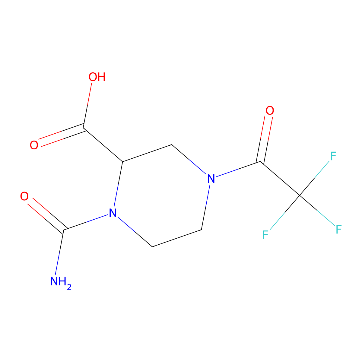 1-Carbamoyl-4-(2,2,2-trifluoroacetyl)piperazine-2-carboxylic acid molecular structure, CAS 2757894-71-4