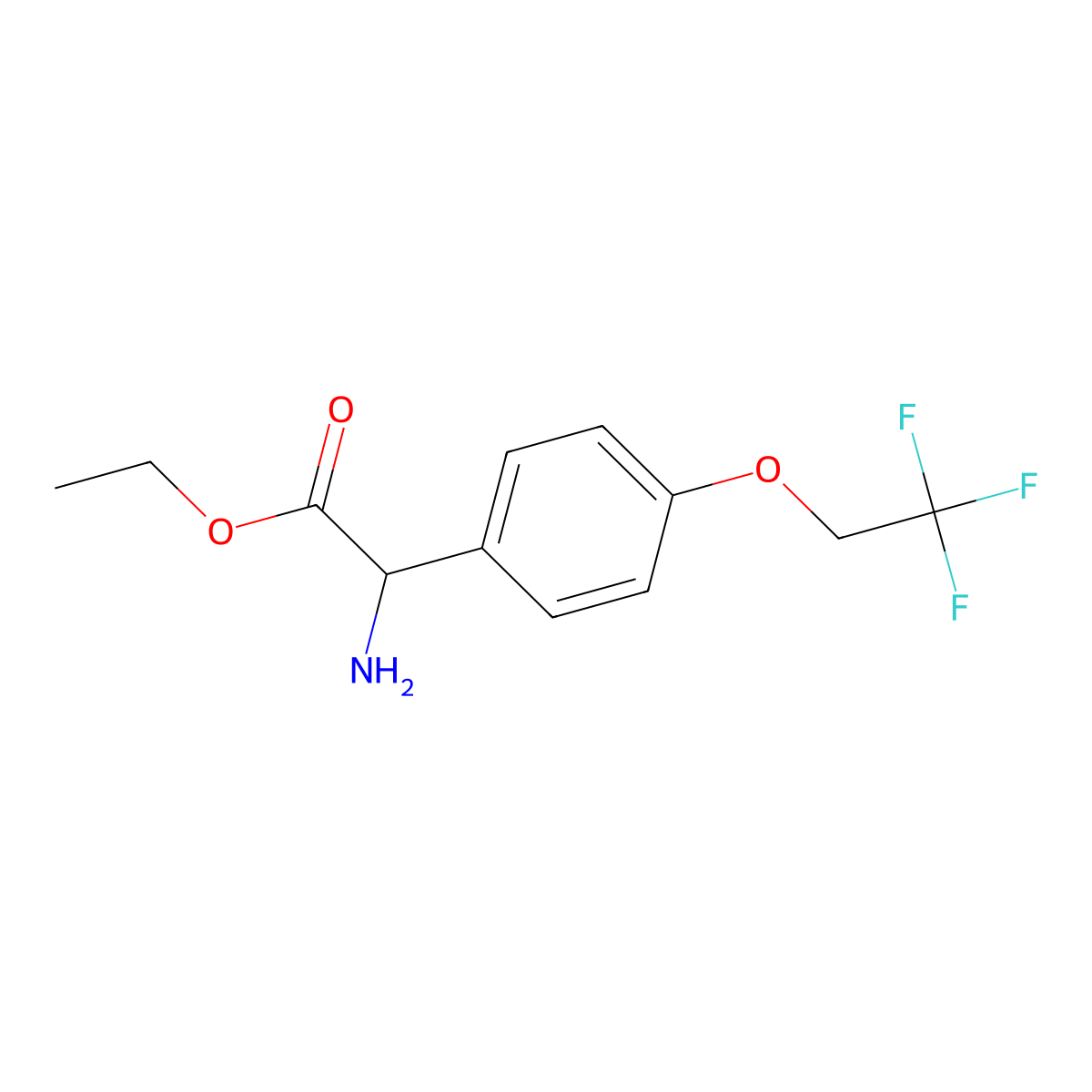 Ethyl 2-amino-2-[4-(2,2,2-trifluoroethoxy)phenyl]acetate molecular structure, CAS 2757894-85-0