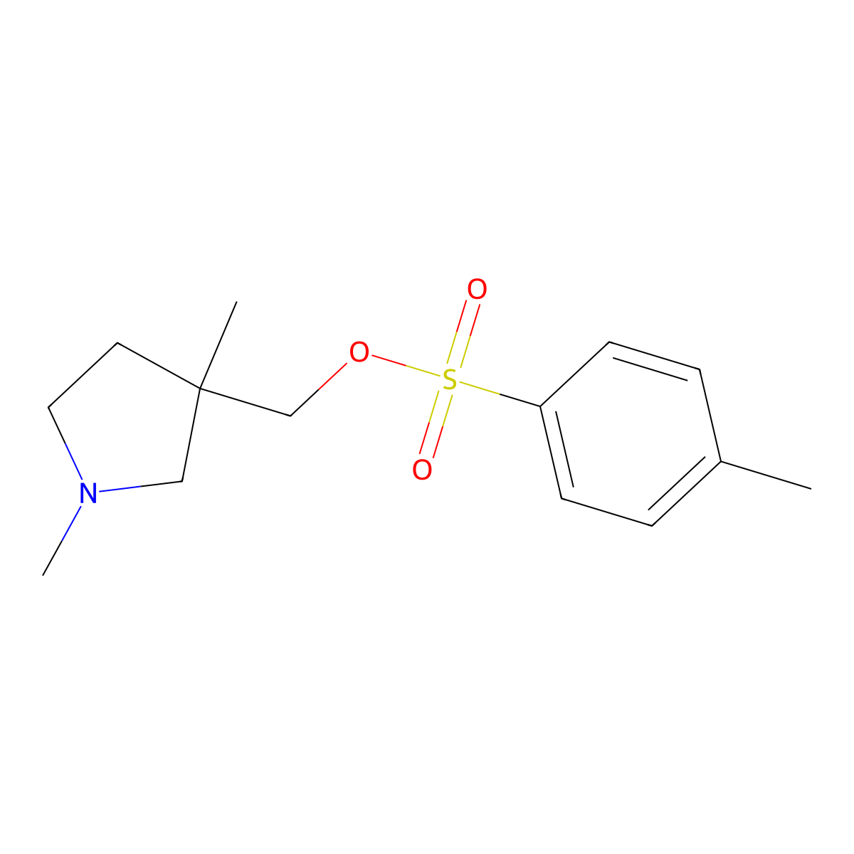 (1,3-Dimethylpyrrolidin-3-yl)methyl 4-methylbenzene-1-sulfonate molecular structure, CAS 2757894-88-3