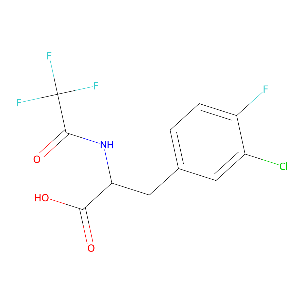 3-(3-Chloro-4-fluorophenyl)-2-(2,2,2-trifluoroacetamido)propanoic acid molecular structure, CAS 2757894-92-9
