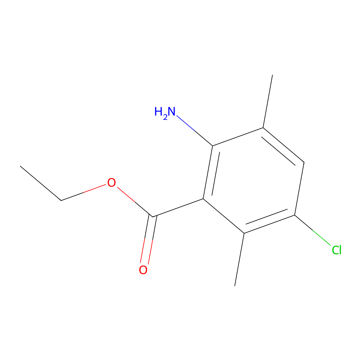 Ethyl 2-amino-5-chloro-3,6-dimethylbenzoate molecular structure, CAS 2757894-94-1