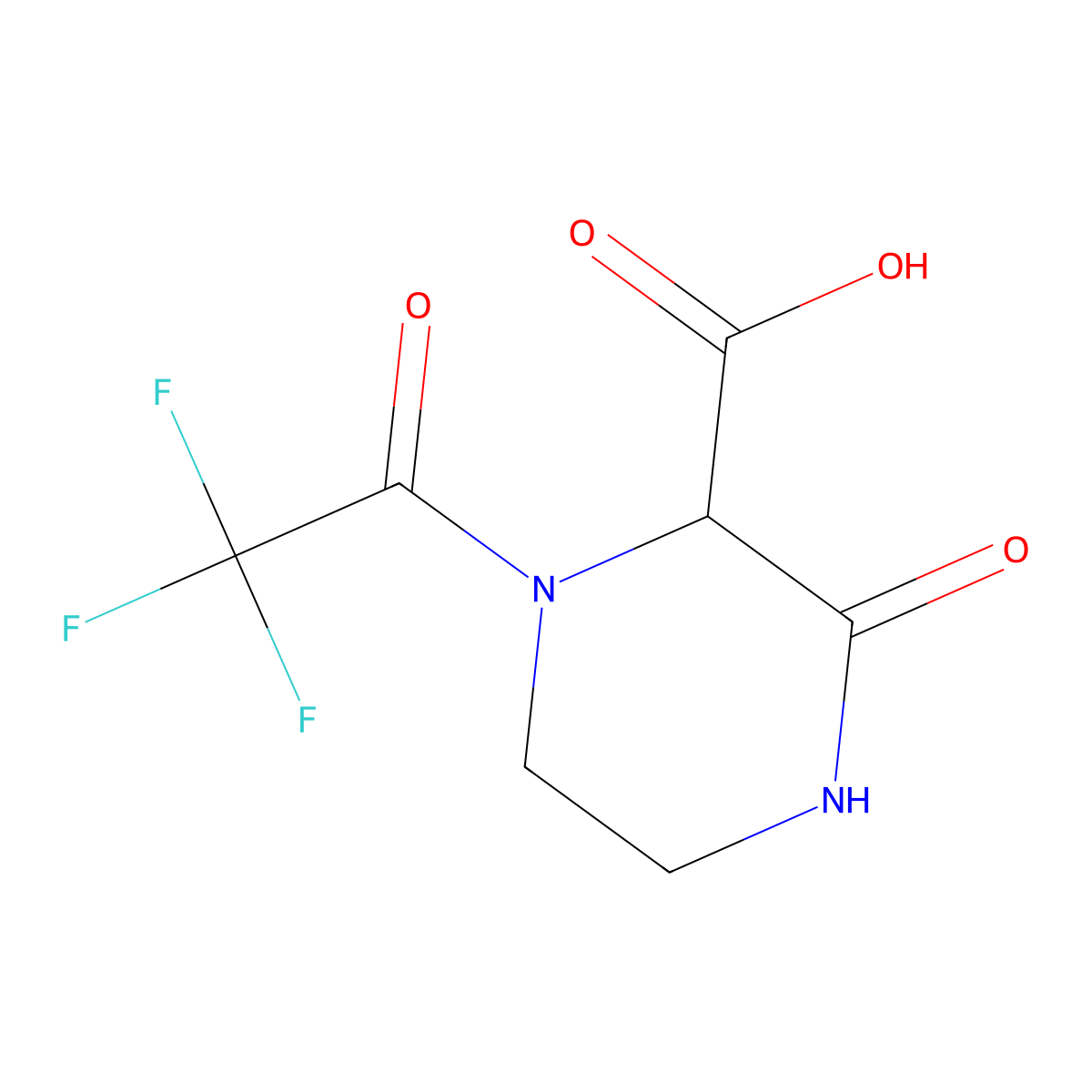 3-Oxo-1-(2,2,2-trifluoroacetyl)piperazine-2-carboxylic acid molecular structure, CAS 2757894-96-3