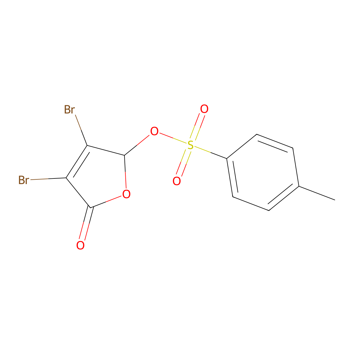 3,4-Dibromo-5-oxo-2,5-dihydrofuran-2-yl 4-methylbenzene-1-sulfonate molecular structure, CAS 2757895-00-2