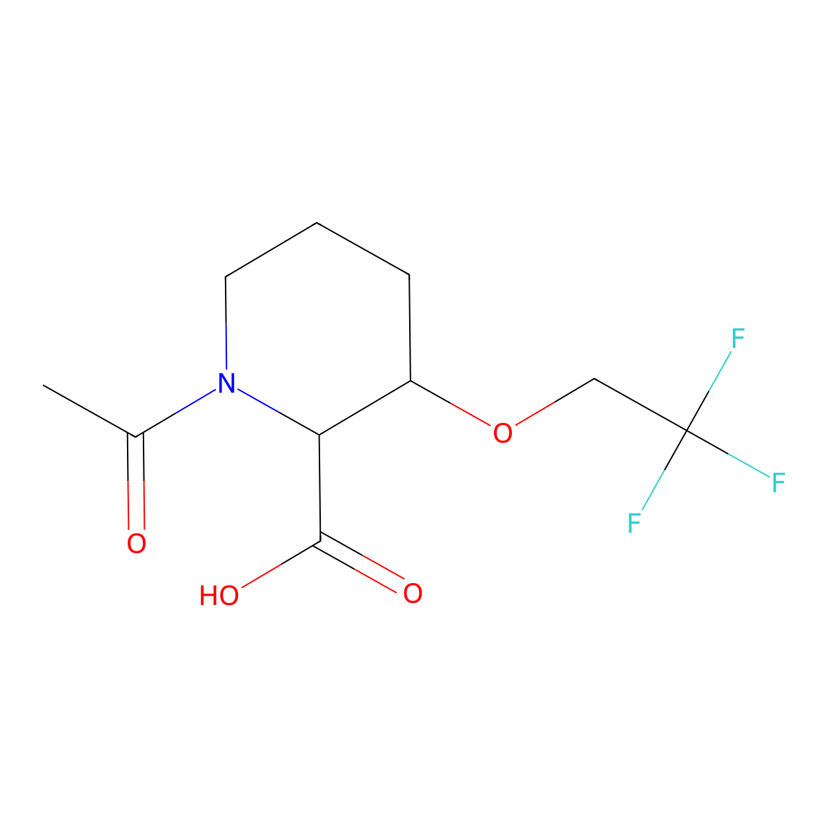 1-Acetyl-3-(2,2,2-trifluoroethoxy)piperidine-2-carboxylic acid molecular structure, CAS 2757895-02-4