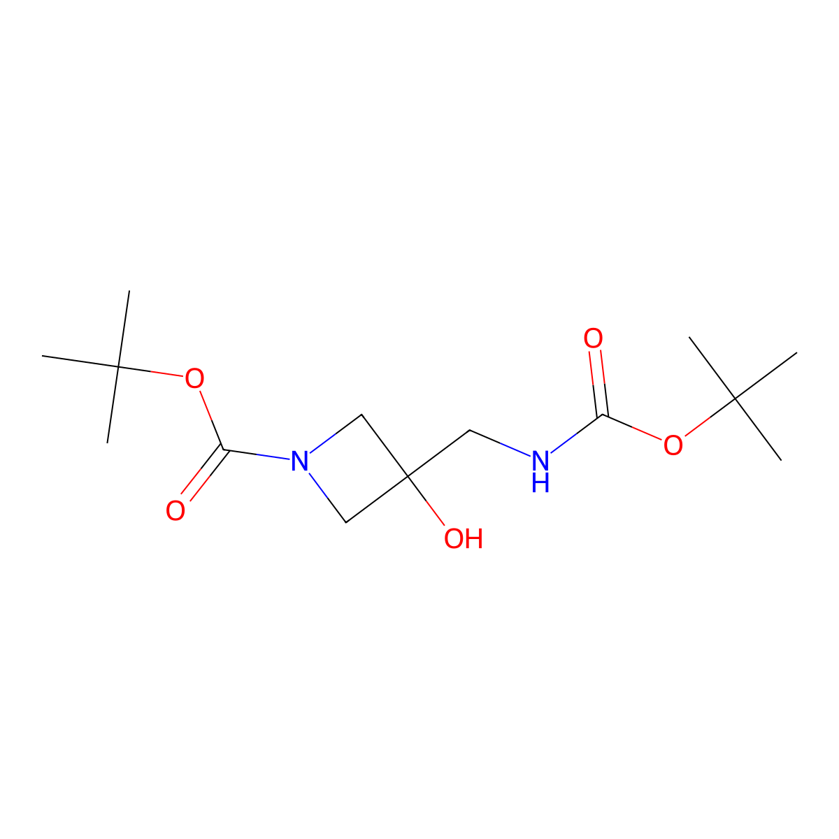 Tert-butyl 3-({[(tert-butoxy)carbonyl]amino}methyl)-3-hydroxyazetidine-1-carboxylate molecular structure, CAS 2757895-05-7