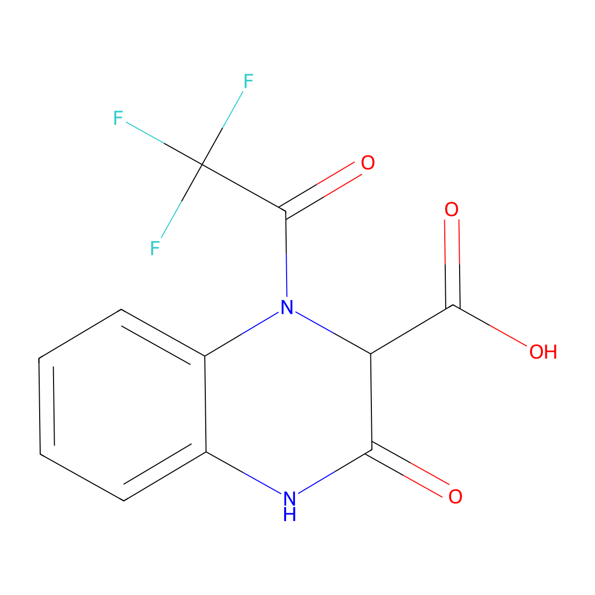 3-Oxo-1-(2,2,2-trifluoroacetyl)-1,2,3,4-tetrahydroquinoxaline-2-carboxylic acid molecular structure, CAS 2757895-11-5