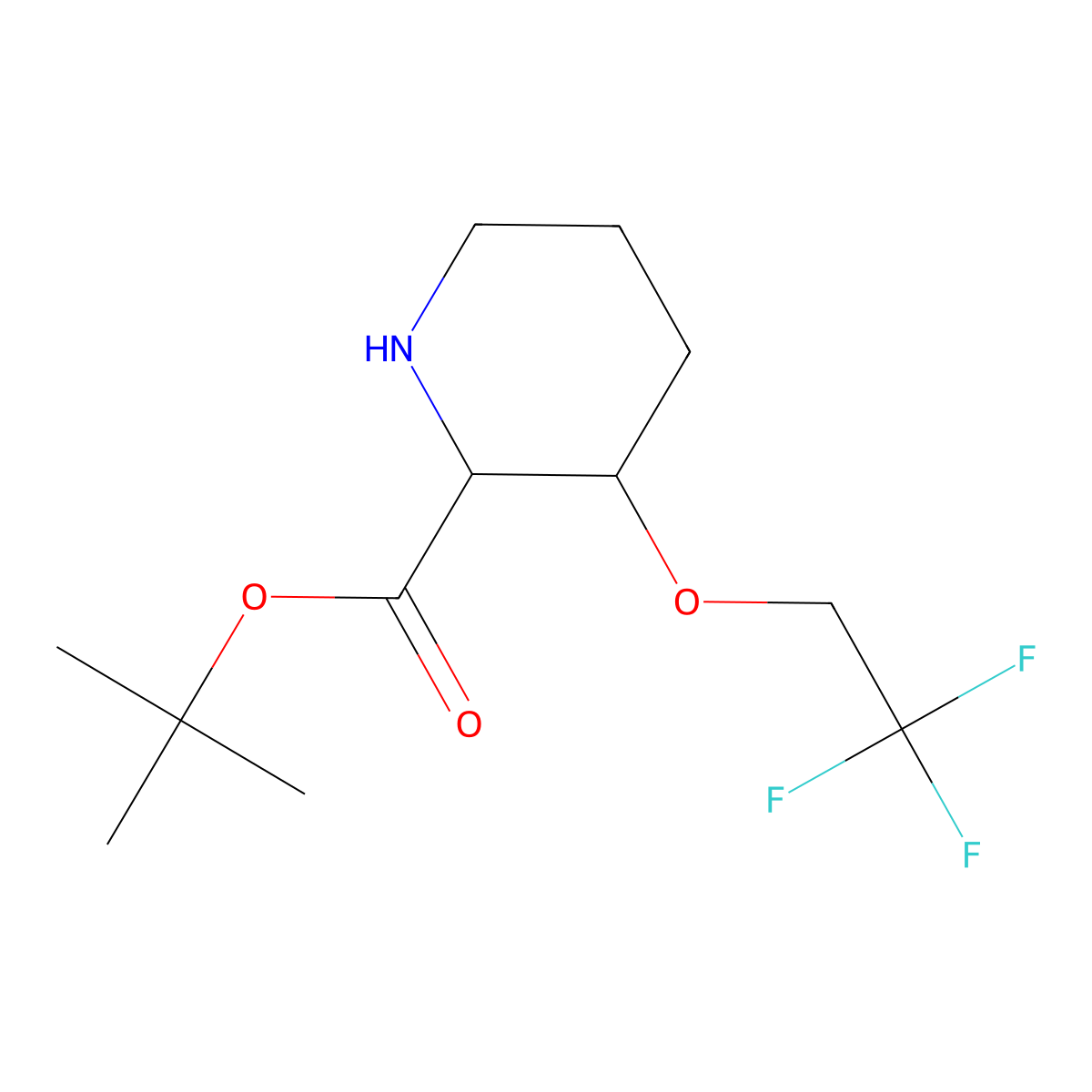 Tert-butyl 3-(2,2,2-trifluoroethoxy)piperidine-2-carboxylate molecular structure, CAS 2757895-24-0