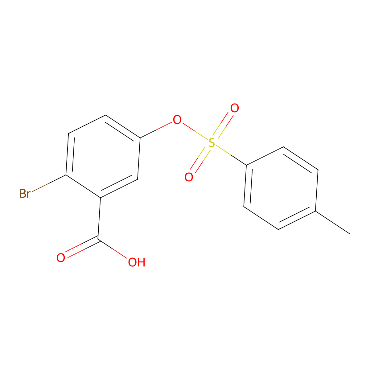 2-Bromo-5-[(4-methylbenzenesulfonyl)oxy]benzoic acid molecular structure, CAS 2757895-32-0