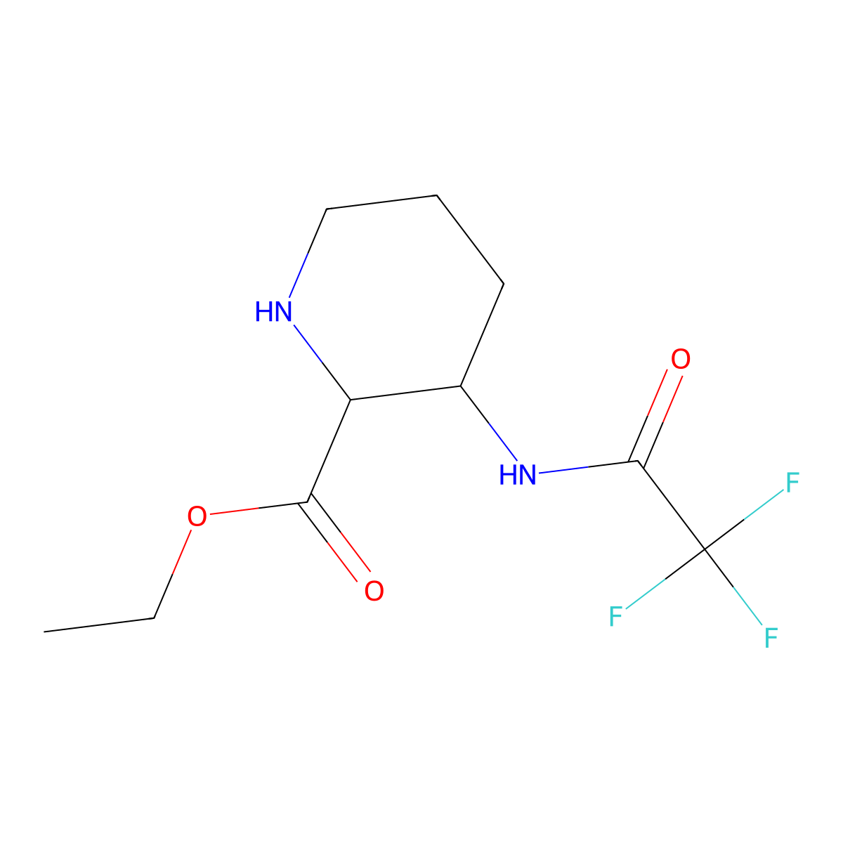 Ethyl 3-(2,2,2-trifluoroacetamido)piperidine-2-carboxylate molecular structure, CAS 2757895-36-4