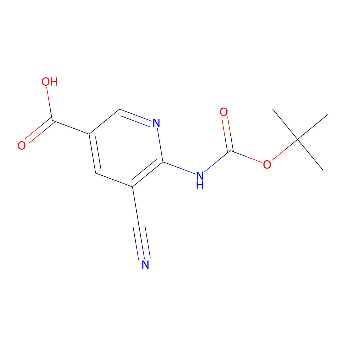 6-{[(Tert-butoxy)carbonyl]amino}-5-cyanopyridine-3-carboxylic acid molecular structure, CAS 2757895-46-6