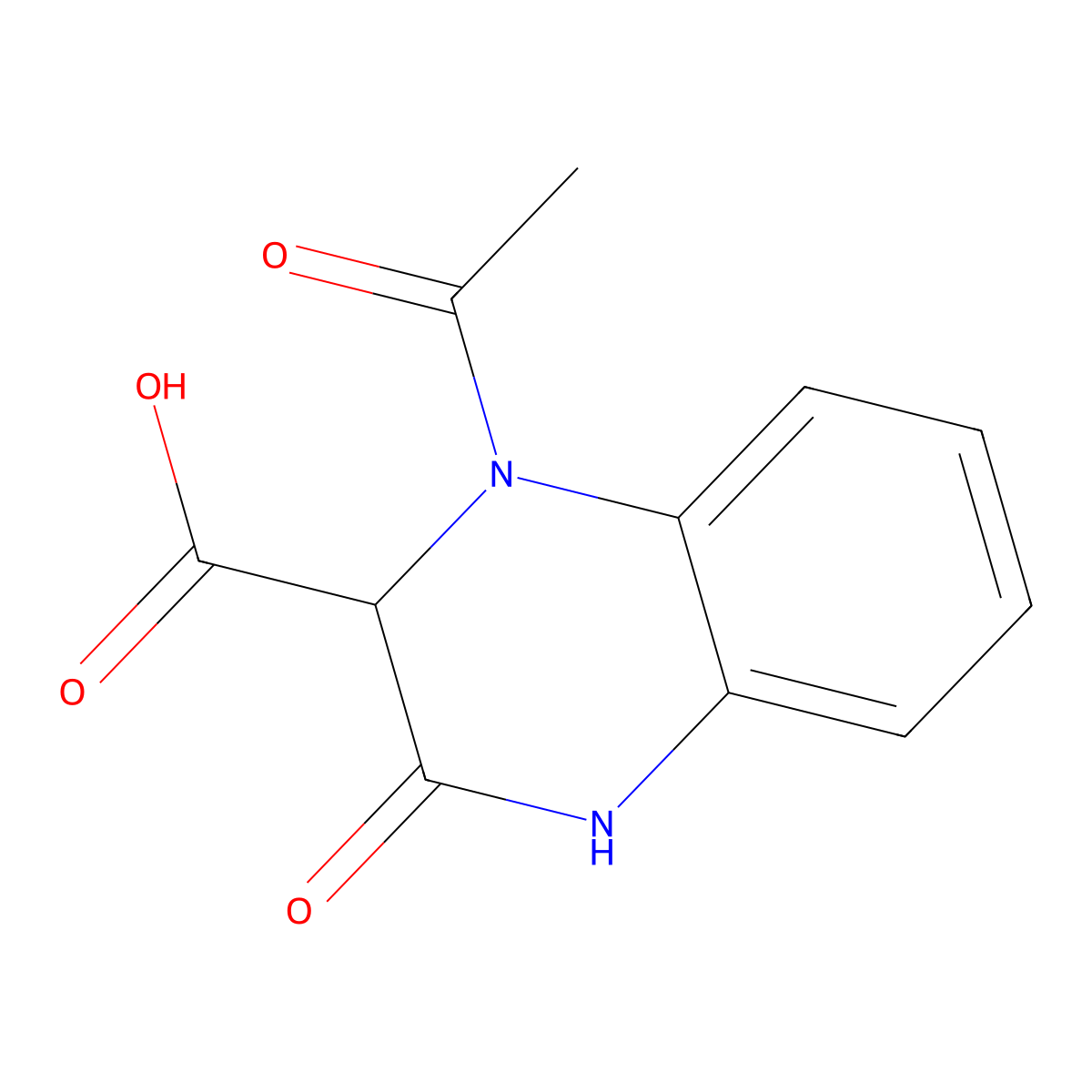 1-Acetyl-3-oxo-1,2,3,4-tetrahydroquinoxaline-2-carboxylic acid molecular structure, CAS 2757895-48-8