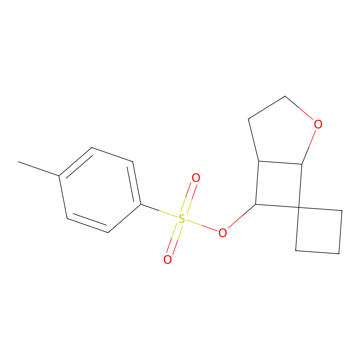 4-Oxaspiro[bicyclo[3.2.0]heptane-6,1'-cyclobutan]-7-yl 4-methylbenzene-1-sulfonate molecular structure, CAS 2757895-55-7