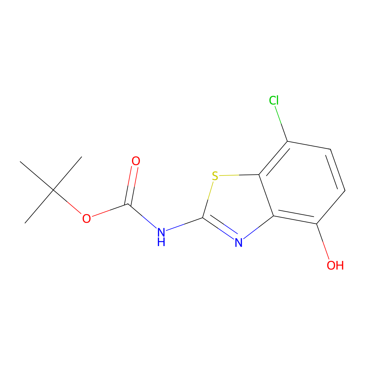 tert-butyl N-(7-chloro-4-hydroxy-1,3-benzothiazol-2-yl)carbamate molecular structure, CAS 2757895-56-8