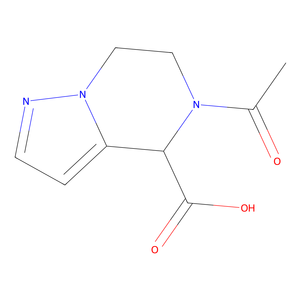 5-acetyl-4H,5H,6H,7H-pyrazolo[1,5-a]pyrazine-4-carboxylic acid molecular structure, CAS 2757895-61-5