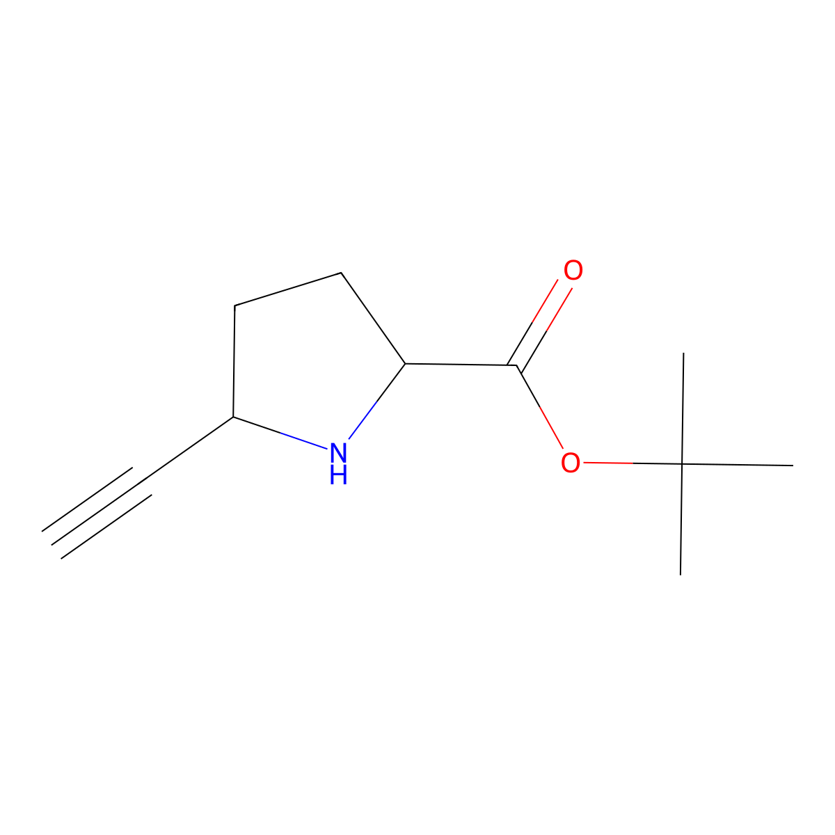 Tert-butyl 5-ethynylpyrrolidine-2-carboxylate molecular structure, CAS 2757895-65-9