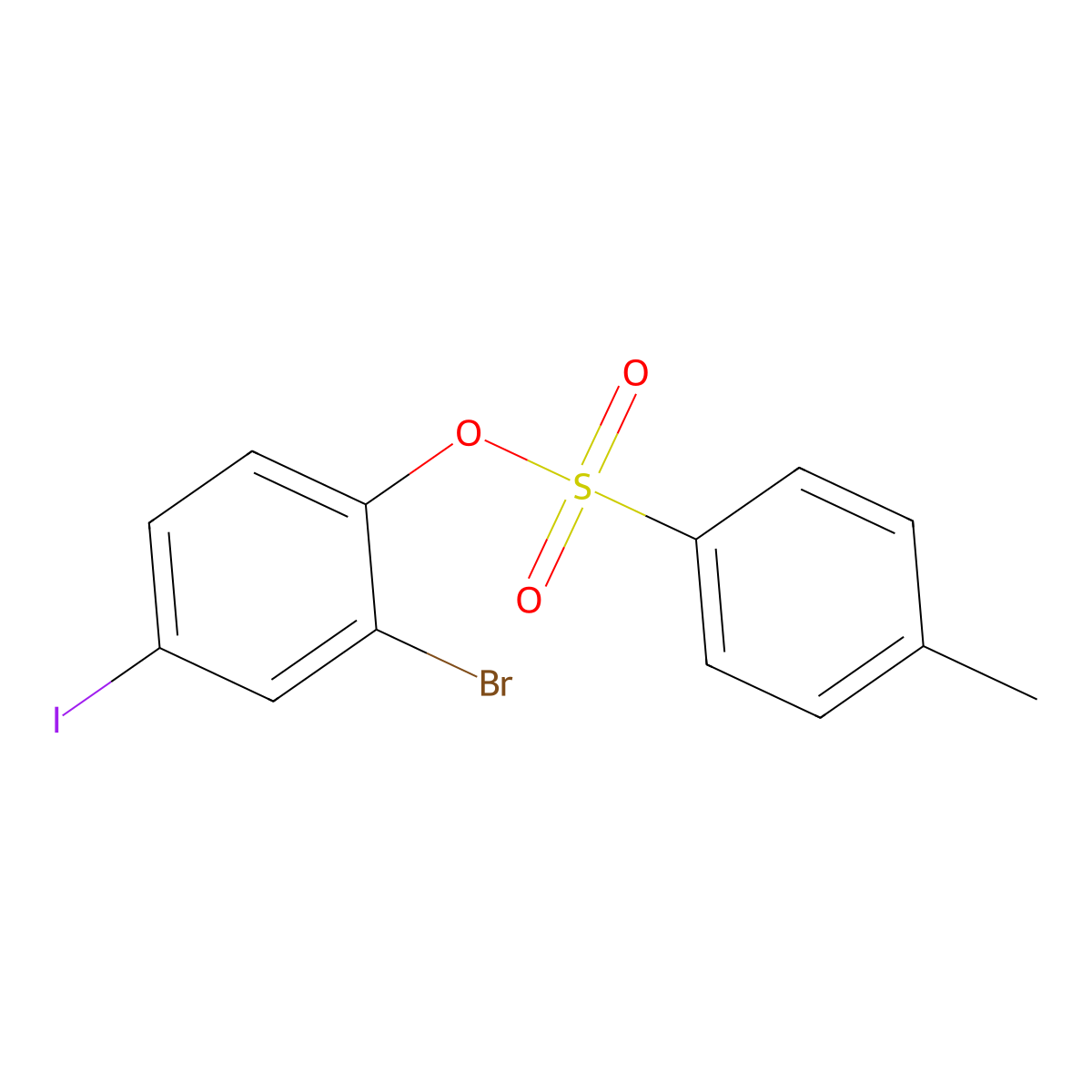 2-Bromo-4-iodophenyl 4-methylbenzene-1-sulfonate molecular structure, CAS 2757895-66-0