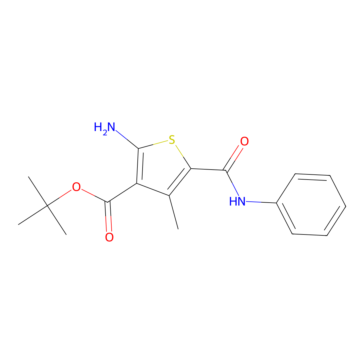 Tert-butyl 2-amino-4-methyl-5-(phenylcarbamoyl)thiophene-3-carboxylate molecular structure, CAS 2757895-71-7