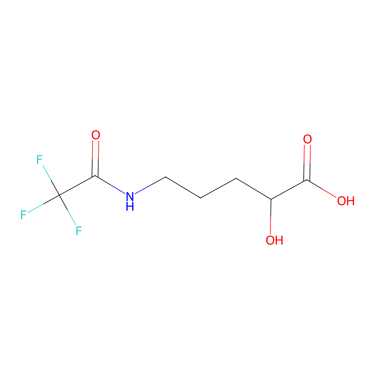 2-Hydroxy-5-(2,2,2-trifluoroacetamido)pentanoic acid molecular structure, CAS 2757895-74-0