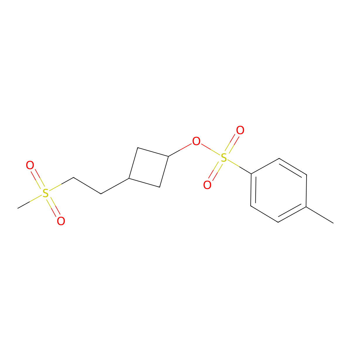 3-(2-Methanesulfonylethyl)cyclobutyl 4-methylbenzene-1-sulfonate molecular structure, CAS 2757895-76-2