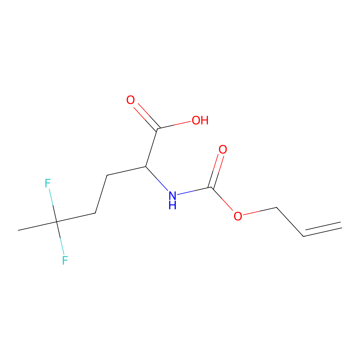 5,5-Difluoro-2-{[(prop-2-en-1-yloxy)carbonyl]amino}hexanoic acid molecular structure, CAS 2757895-81-9