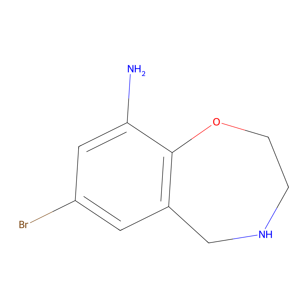 7-Bromo-2,3,4,5-tetrahydro-1,4-benzoxazepin-9-amine molecular structure, CAS 2757895-91-1