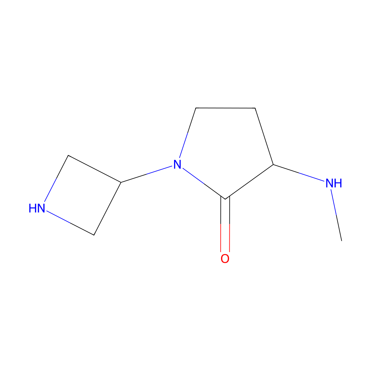 1-(Azetidin-3-yl)-3-(methylamino)pyrrolidin-2-one molecular structure, CAS 2757895-93-3