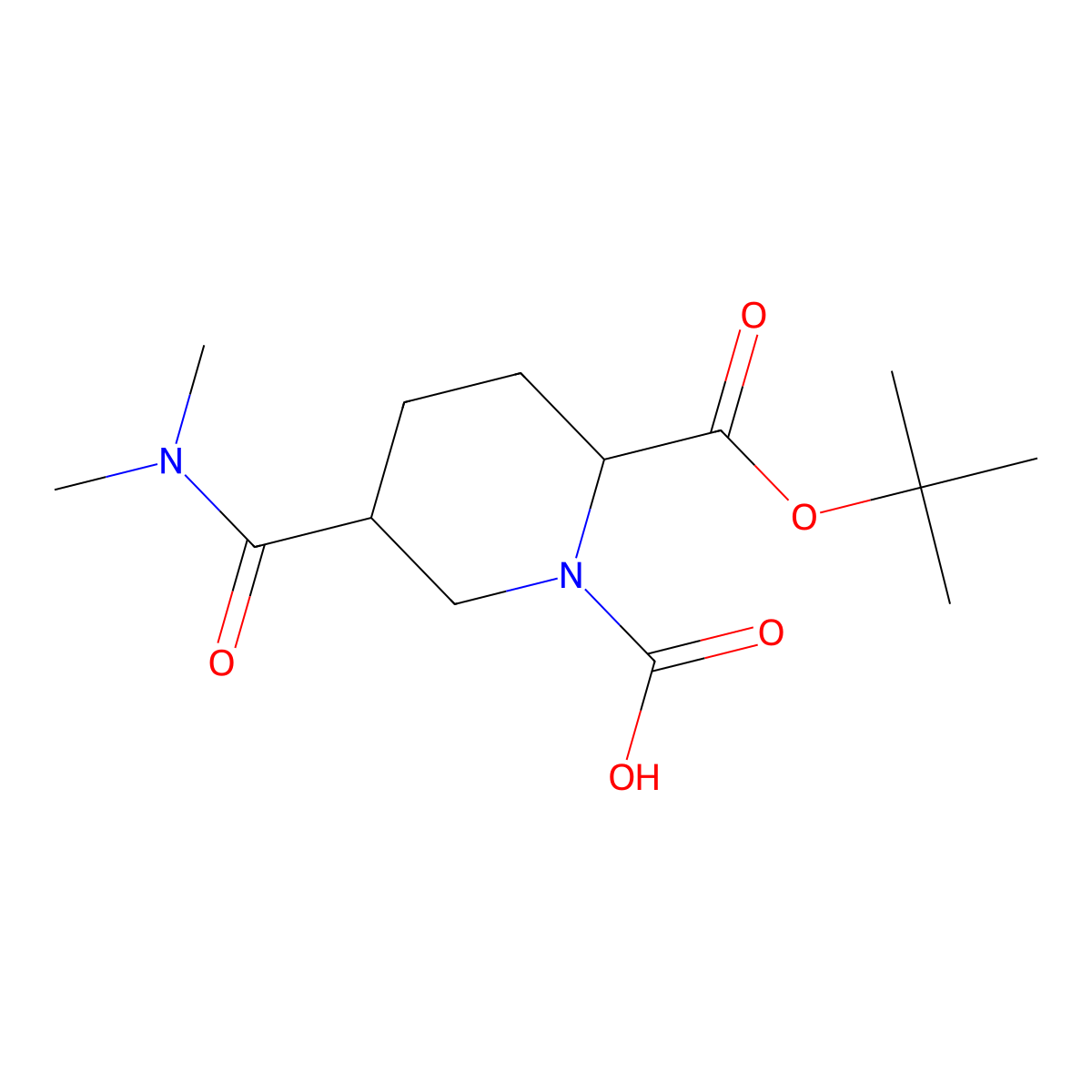 2-[(Tert-butoxy)carbonyl]-5-(dimethylcarbamoyl)piperidine-1-carboxylic acid molecular structure, CAS 2757896-02-7