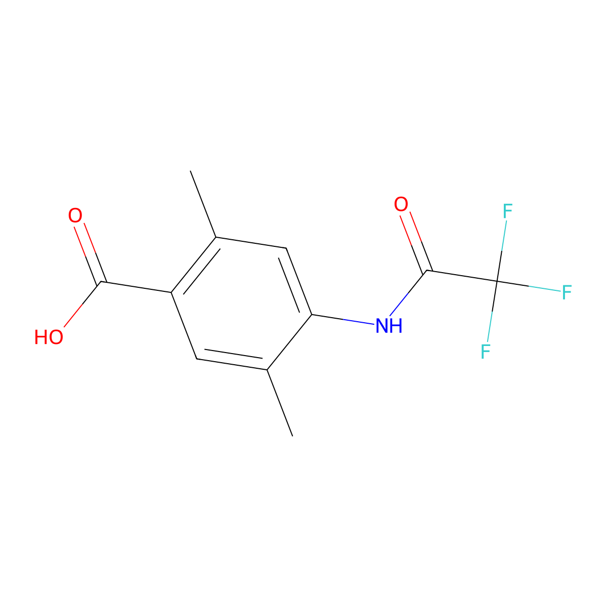 2,5-Dimethyl-4-(2,2,2-trifluoroacetamido)benzoic acid molecular structure, CAS 2757900-27-7