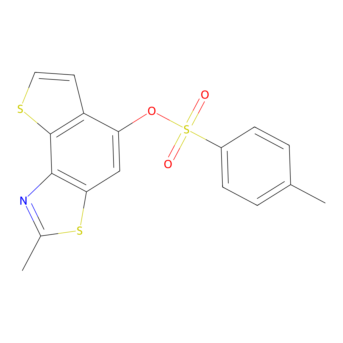 4-Methyl-5,12-dithia-3-azatricyclo[7.3.0.0,2,6]dodeca-1,3,6,8,10-pentaen-8-yl 4-methylbenzene-1-sulfonate molecular structure, CAS 2757900-28-8