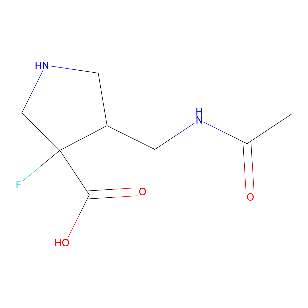 4-(Acetamidomethyl)-3-fluoropyrrolidine-3-carboxylic acid molecular structure, CAS 2757900-39-1