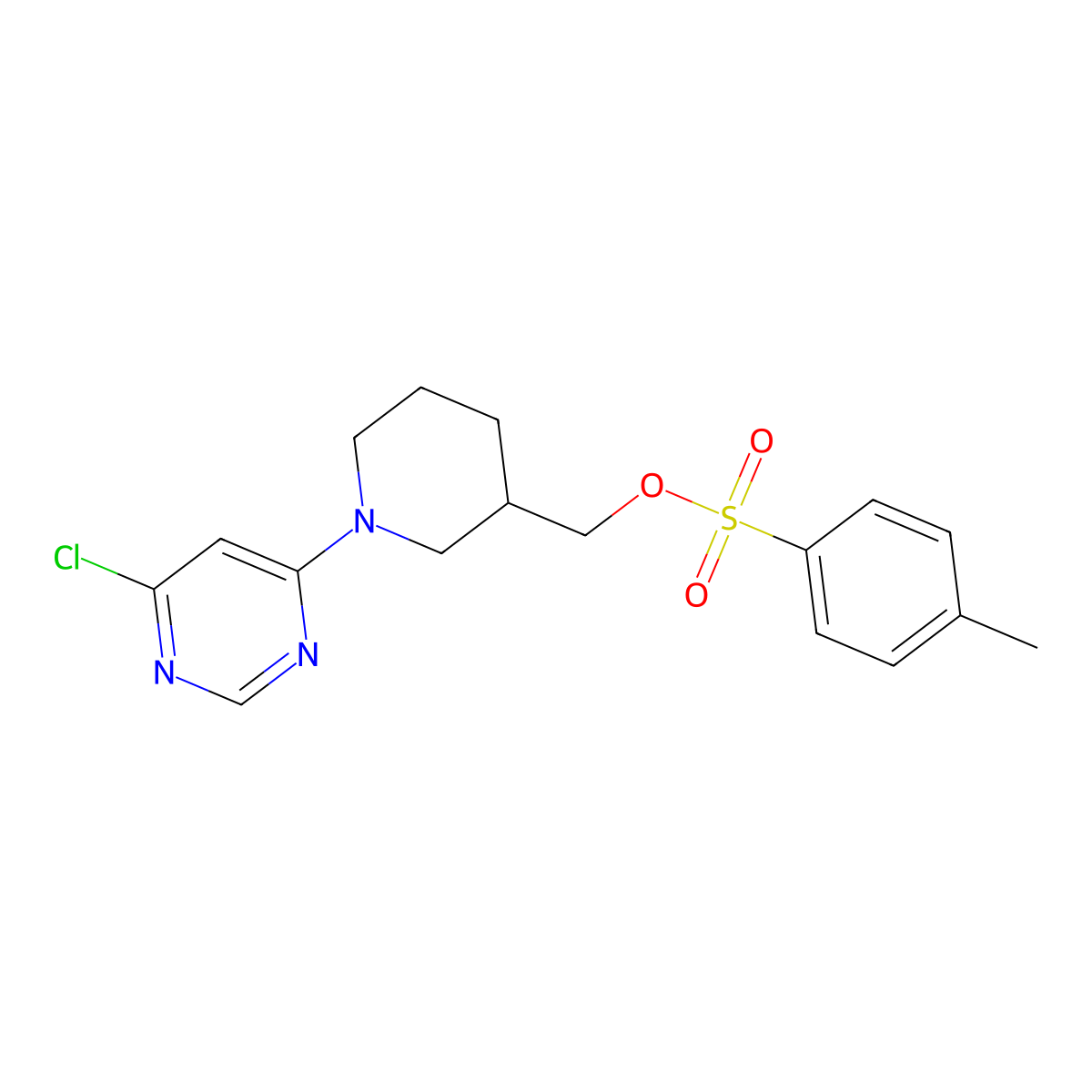 [1-(6-Chloropyrimidin-4-yl)piperidin-3-yl]methyl 4-methylbenzene-1-sulfonate molecular structure, CAS 2757900-49-3