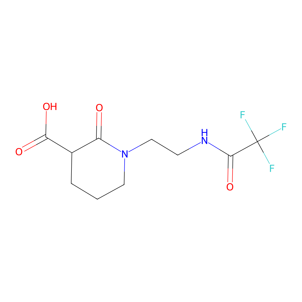 2-Oxo-1-[2-(2,2,2-trifluoroacetamido)ethyl]piperidine-3-carboxylic acid molecular structure, CAS 2757900-61-9