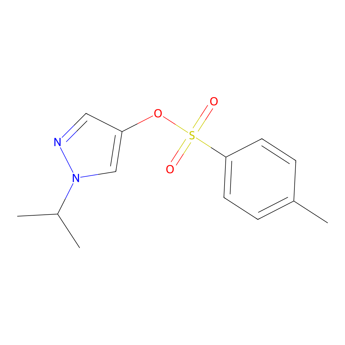 1-(propan-2-yl)-1H-pyrazol-4-yl 4-methylbenzene-1-sulfonate molecular structure, CAS 2757900-62-0