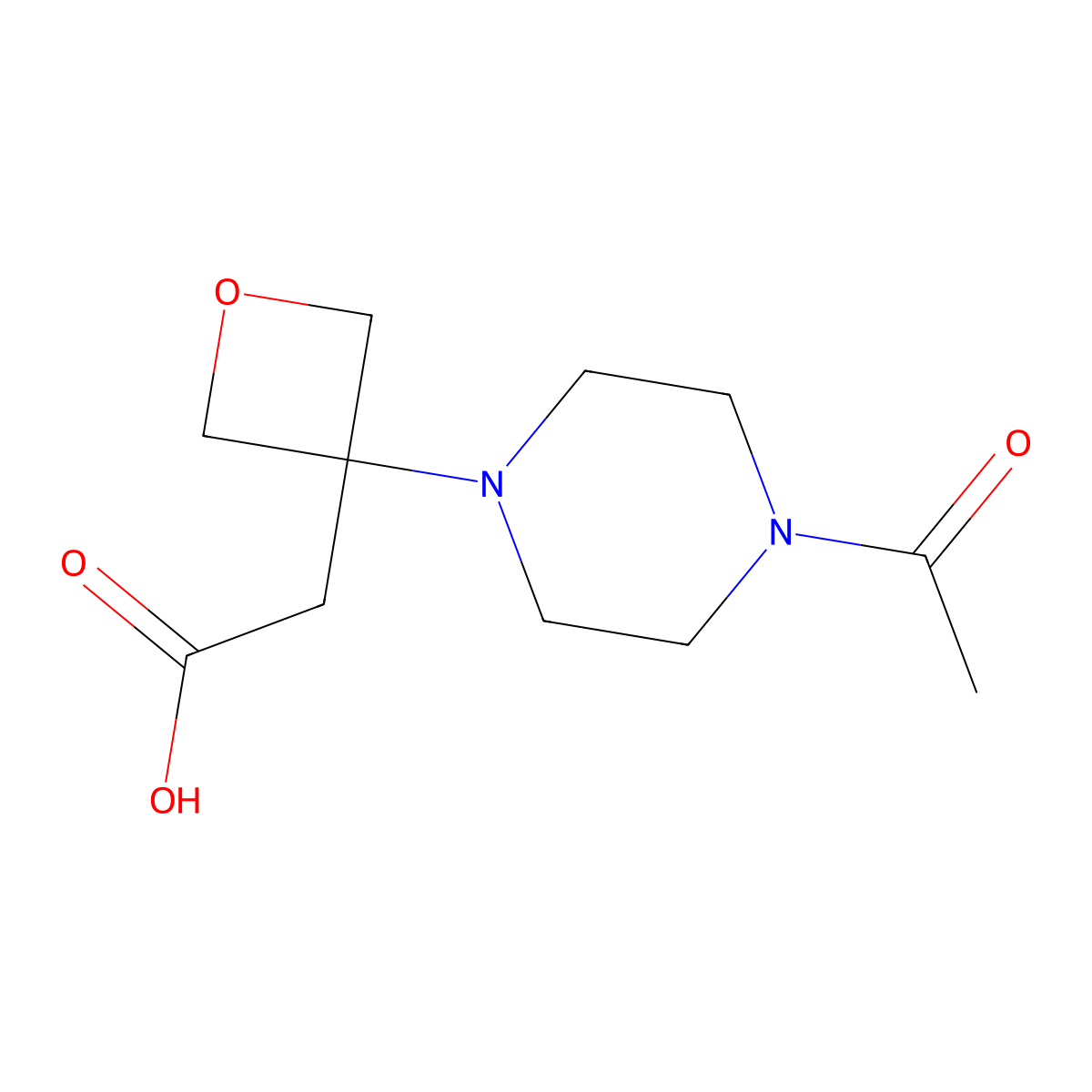 2-[3-(4-Acetylpiperazin-1-yl)oxetan-3-yl]acetic acid molecular structure, CAS 2757900-66-4