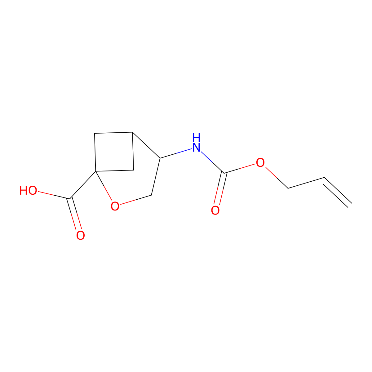 4-{[(Prop-2-en-1-yloxy)carbonyl]amino}-2-oxabicyclo[3.1.1]heptane-1-carboxylic acid molecular structure, CAS 2757900-77-7