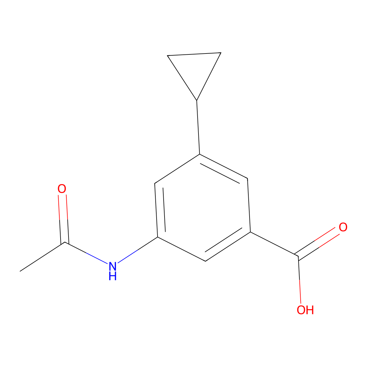 3-Cyclopropyl-5-acetamidobenzoic acid molecular structure, CAS 2757900-78-8