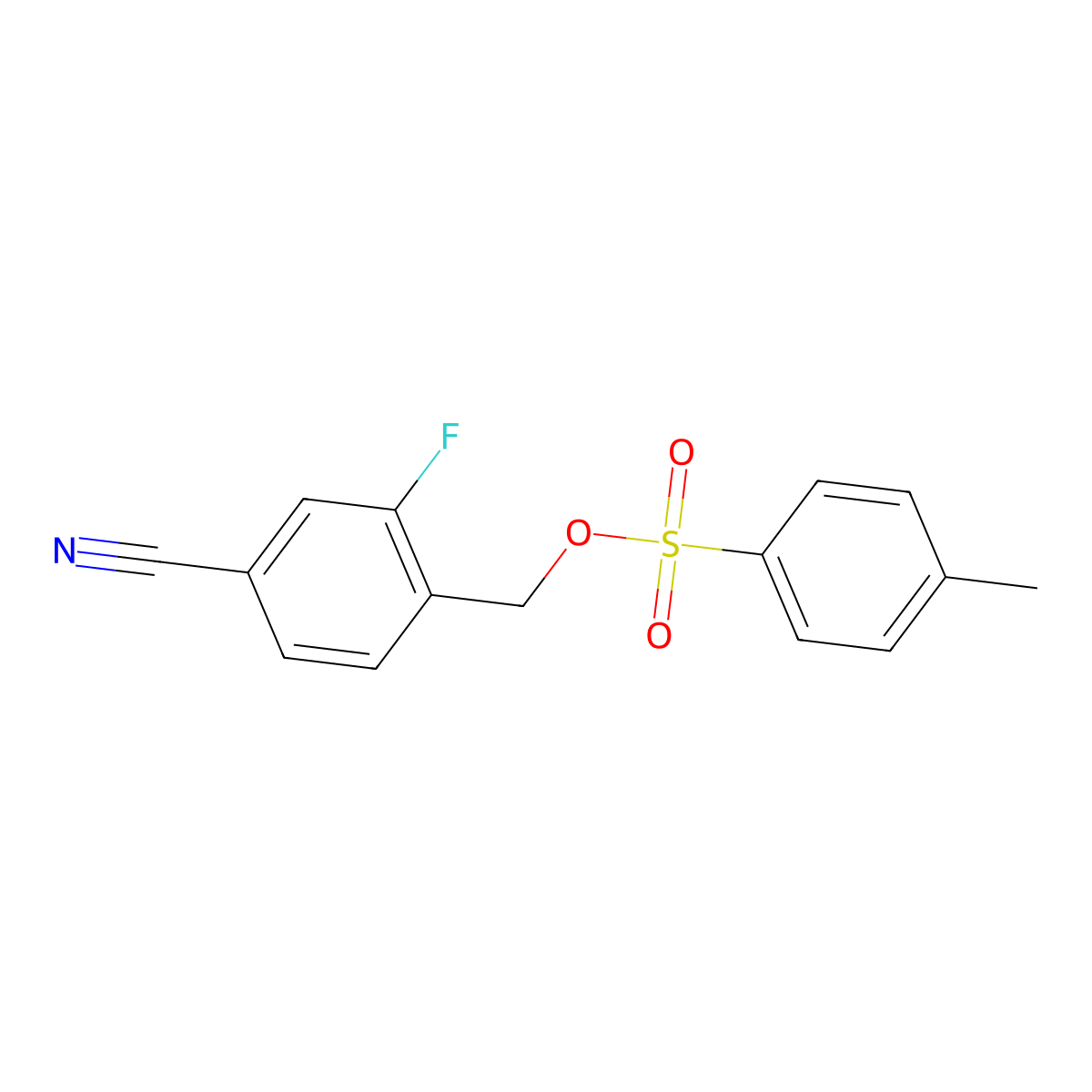(4-Cyano-2-fluorophenyl)methyl 4-methylbenzene-1-sulfonate molecular structure, CAS 2757900-81-3