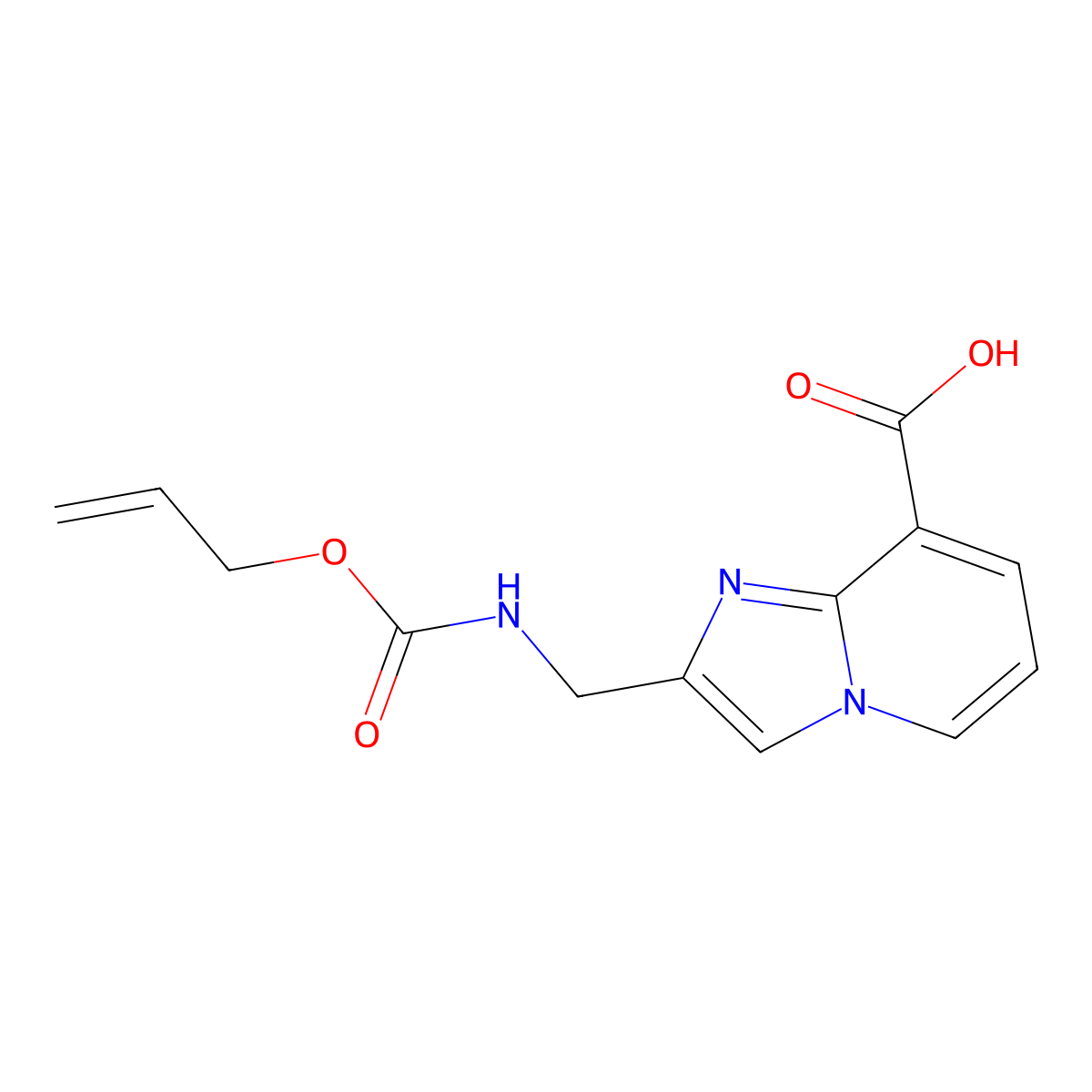 2-({[(Prop-2-en-1-yloxy)carbonyl]amino}methyl)imidazo[1,2-a]pyridine-8-carboxylic acid molecular structure, CAS 2757900-83-5