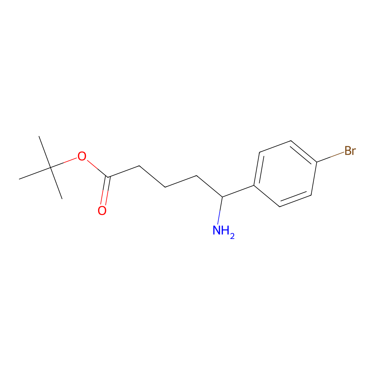 Tert-butyl 5-amino-5-(4-bromophenyl)pentanoate molecular structure, CAS 2757900-90-4