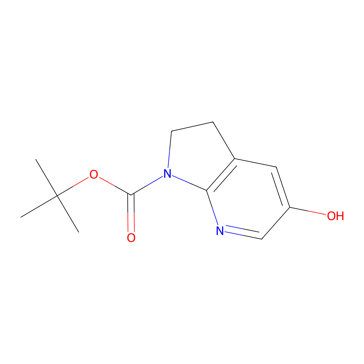 tert-butyl 5-hydroxy-1H,2H,3H-pyrrolo[2,3-b]pyridine-1-carboxylate molecular structure, CAS 2757900-91-5