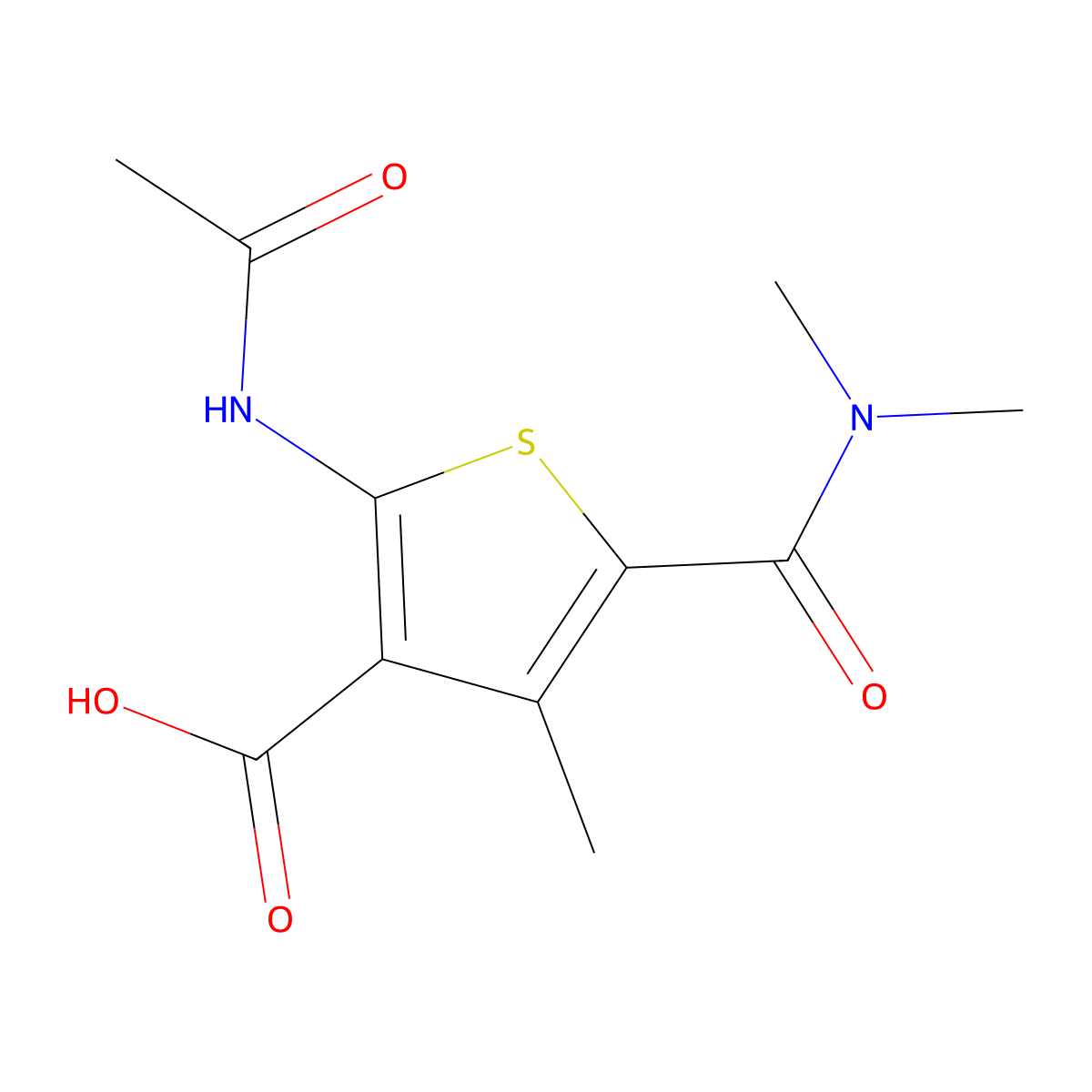 5-(Dimethylcarbamoyl)-2-acetamido-4-methylthiophene-3-carboxylic acid molecular structure, CAS 2757900-97-1