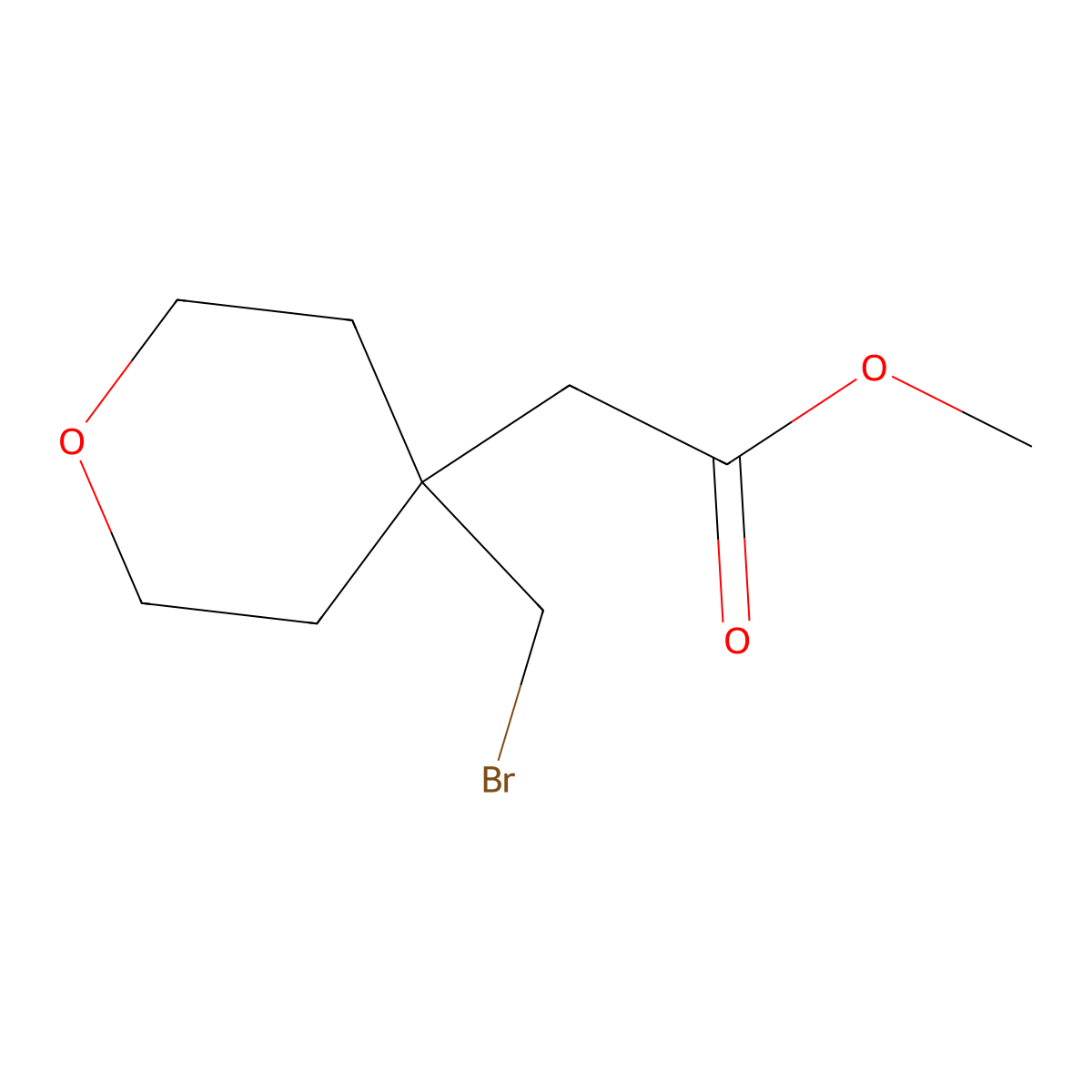 Methyl 2-[4-(bromomethyl)oxan-4-yl]acetate molecular structure, CAS 2757900-98-2