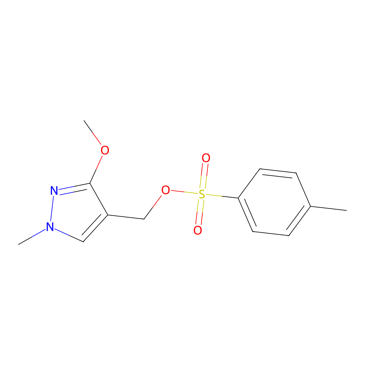 (3-methoxy-1-methyl-1H-pyrazol-4-yl)methyl 4-methylbenzene-1-sulfonate molecular structure, CAS 2757900-99-3