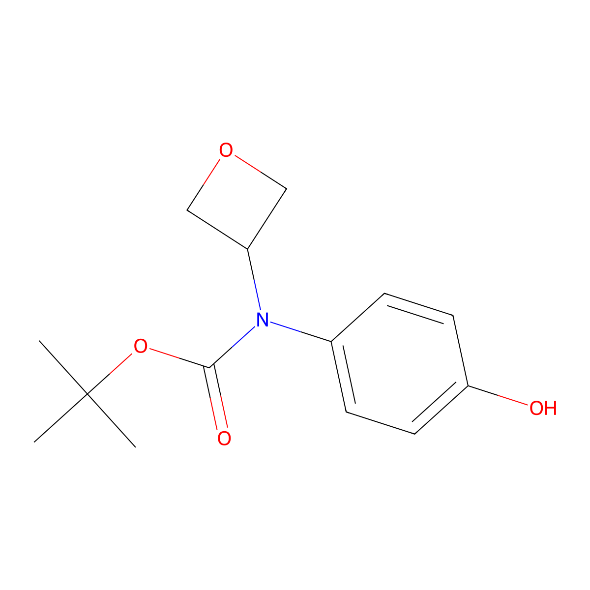 tert-butyl N-(4-hydroxyphenyl)-N-(oxetan-3-yl)carbamate molecular structure, CAS 2757901-04-3
