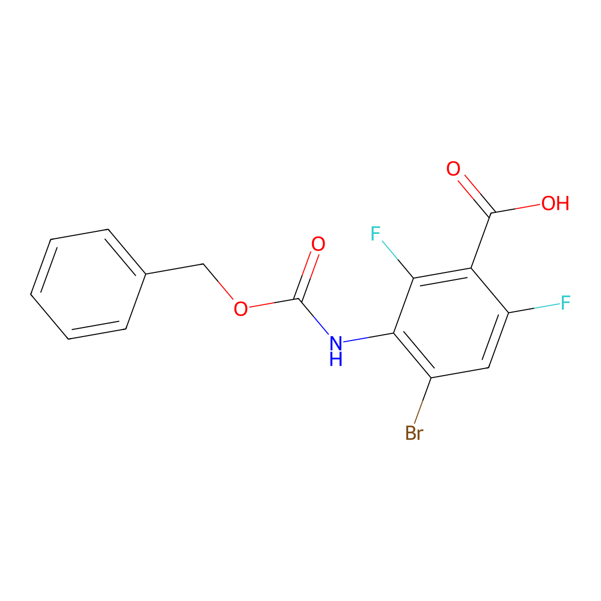 3-{[(Benzyloxy)carbonyl]amino}-4-bromo-2,6-difluorobenzoic acid molecular structure, CAS 2757901-14-5